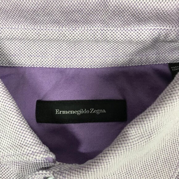 Ermenegildo Zegna Polo Shirt Mens XL Lavender Purple Cotton Pique Short Sleeve - Picture 2 of 9
